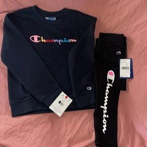 Girls small 7/8 Champion Crewneck and leggings set